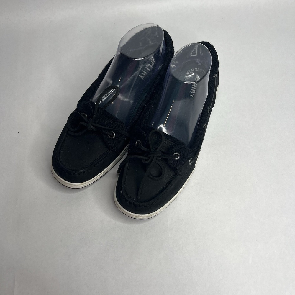 SPERRY TOP SIDER BOAT SHOE LOAFER WOMEN'S 8.5 BLACK 1 EYELET EUC